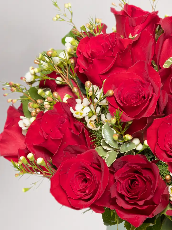 Bouquet di roselline rosse macro